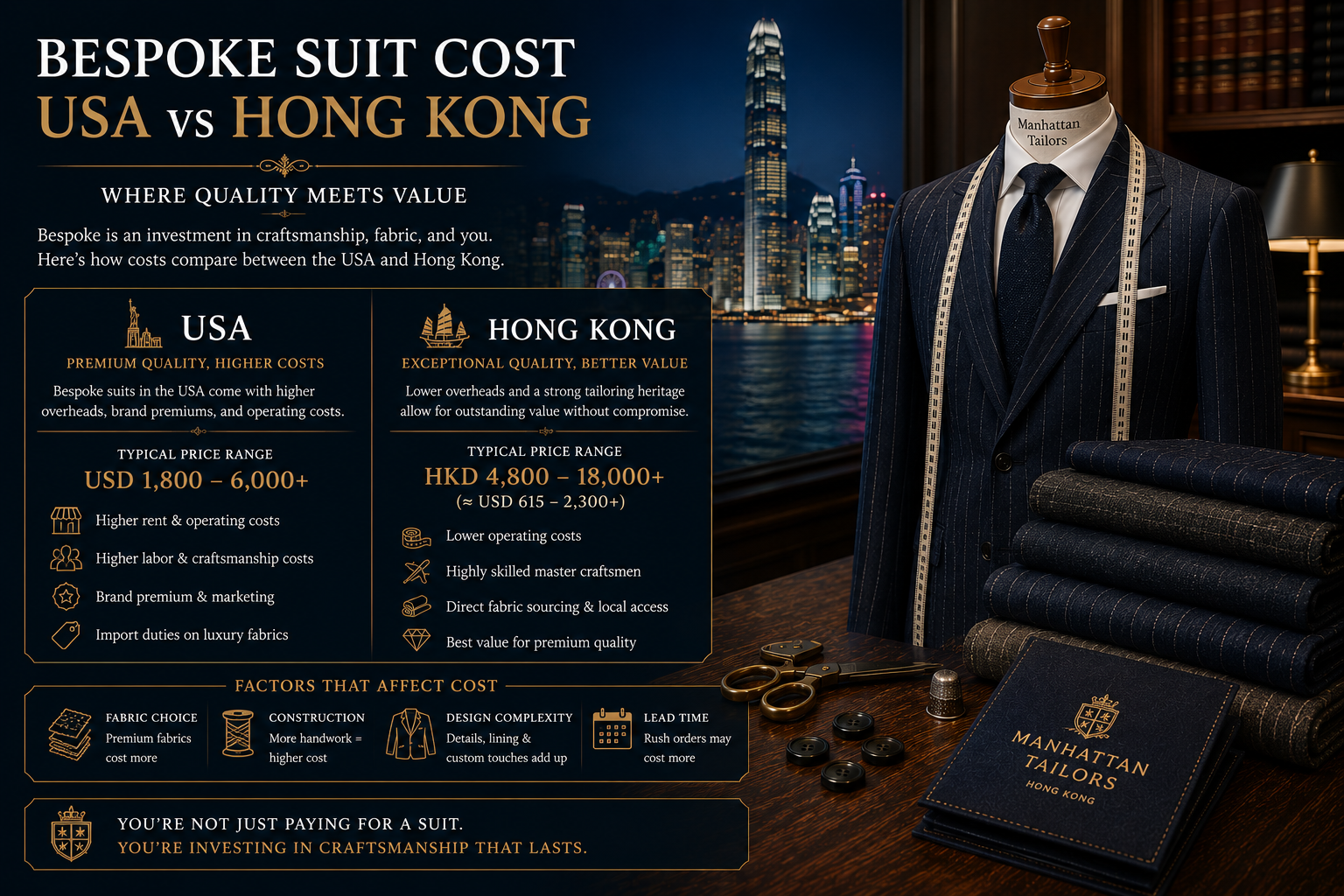 How Much Does a Bespoke Suit Cost in the USA vs Hong Kong?